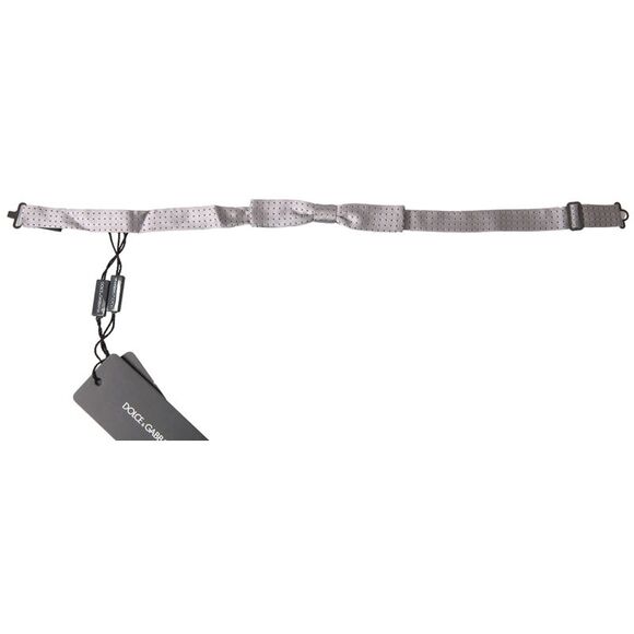 Dolce & Gabbana Gray Dotted Silk Adjustable Men Neck Papillon Bow Men's Tie